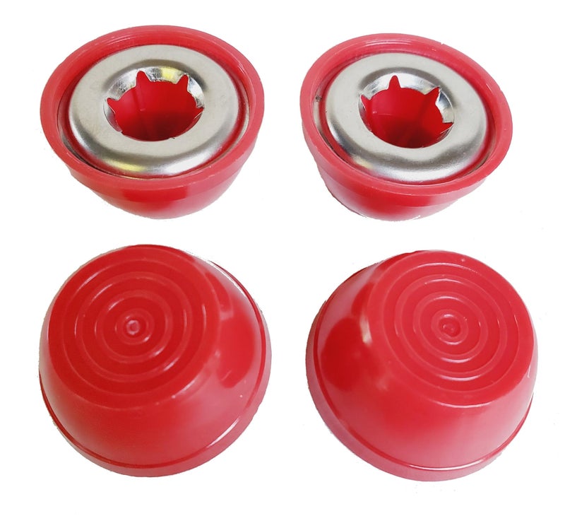Quadrapoint Hub Cap Compatible with Popular Red Wagon Brand for Steel & Wood Wagons ONLY 1/2" Red (NOT for Plastic, Folding OR Little Wagon Model W5, Please Read Entire Product Description) - Image 1